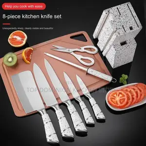 Quality 8pcs Stainless Steel Marble Kitchen Knife Set