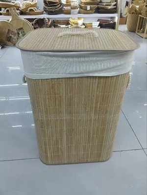 60L Foldable Bamboo Laundry Basket with Lid