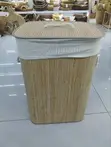60L Foldable Bamboo Laundry Basket with Lid - 1