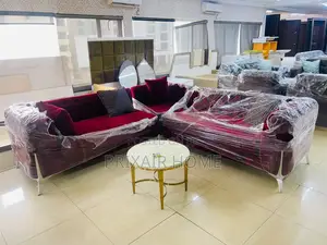 Brand New Home Interiors Maroon L-Shaped Sofa Set
