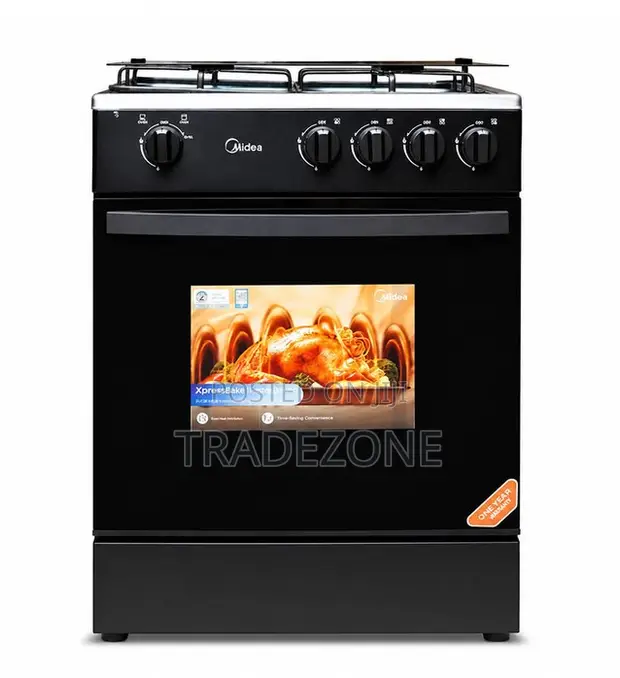 Midea 60x60cm 4-Burner Gas Cooker (Black) - 1