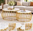 Real Marble Nesting Center Table with Gold Legs - 1