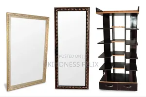 House Clearance: Gold & Black Full Length Mirror + Shoe Rack, Ikeja
