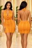 Vibrant Orange Fringe Mini Dress - 1