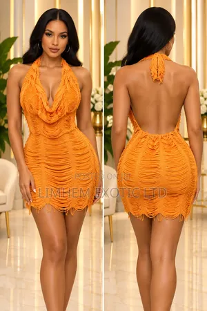 Vibrant Orange Fringe Mini Dress