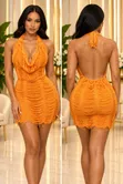 Vibrant Orange Fringe Mini Dress - 2