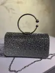 Silver Crystal Ring-Handle Clutch - 1