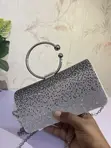 Silver Crystal Ring-Handle Clutch - 2