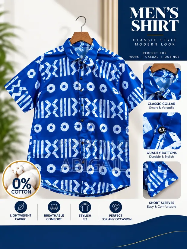 Men's Short-Sleeve Geometric Print Shirt - 1