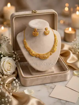 Gold Plated Statement Necklace and Earrings Set