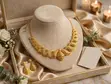 Gold Plated Statement Necklace and Earrings Set - 2