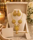 Gold Plated Statement Necklace and Earrings Set - 4
