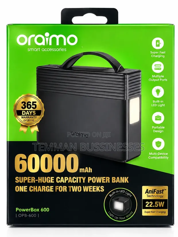 Oraimo PowerBox 600 60,000mAh 22.5W Fast-Charging Power Bank - 1