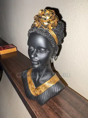 Detailed African Lady Figurine - Gold Draped Statue (17cm)