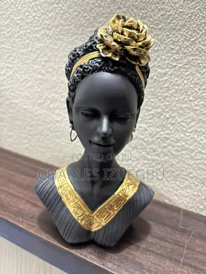 Detailed African Lady Figurine - Gold Draped Statue (17cm)