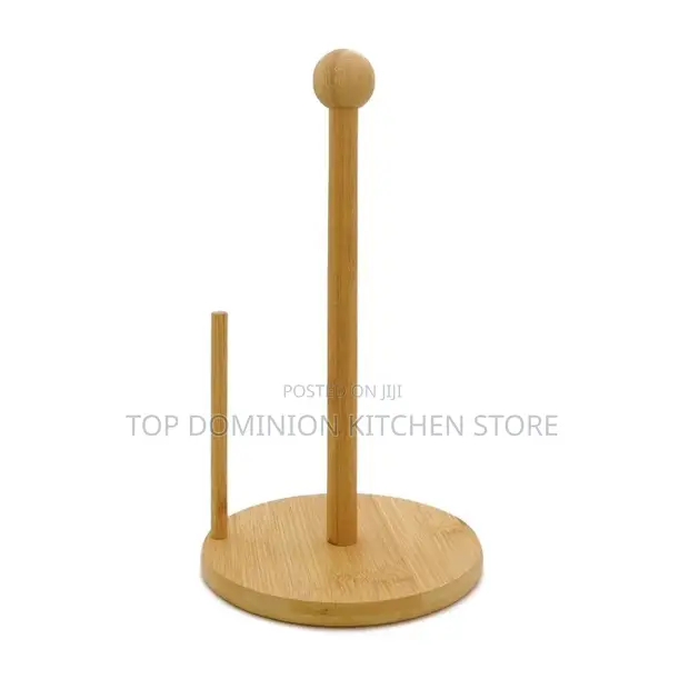 Bamboo Tissue Paper Towel Holder with Base - 1