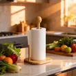 Bamboo Tissue Paper Towel Holder with Base - 2