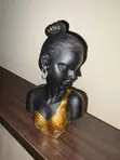 African Lady Figurine Bust - Gold Draped Decor - 1