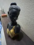 African Lady Figurine Bust - Gold Draped Decor - 3