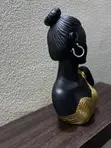 African Lady Figurine Bust - Gold Draped Decor - 4
