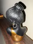 African Lady Figurine Bust - Gold Draped Decor - 5