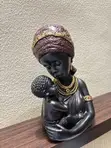 African Woman Carrying Baby Figurine - Home Decor Statue - 2
