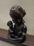 African Woman Carrying Baby Figurine - Home Decor Statue - 3