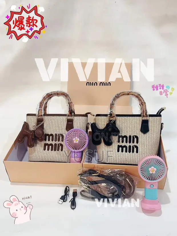 Box Bag with Mini Rechargeable Handfan - 1
