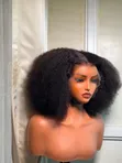 10" Kim K Bob Wig HD Lace Frontal Afro Kinky - 2