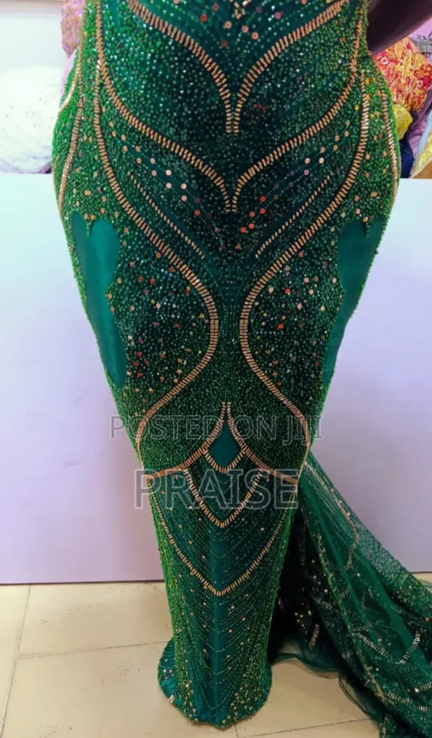 Luxury Beaded Design Lace Fabric - 1