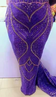 Luxury Beaded Design Lace Fabric - 2