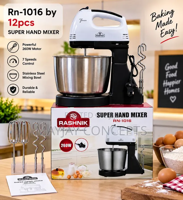 Rashnik 2Litre Super Hand Mixer da Kwalba & Abubuwan Haɗawa - 260W - 1