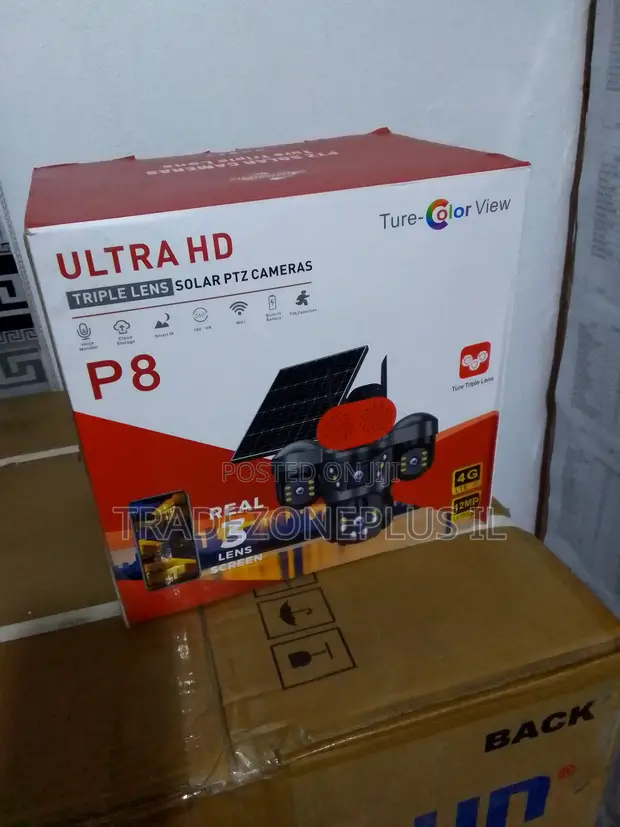Triple Lens Outdoor Solar PTZ Surveillance Camera - 1