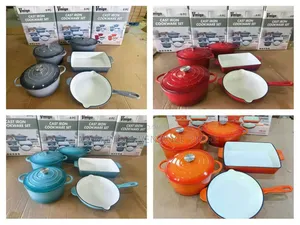 8 Pcs Cast Iron Pot Set