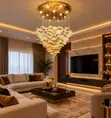600mm Mai Girma Modern Glass Leaf Chandelier Haske - 1