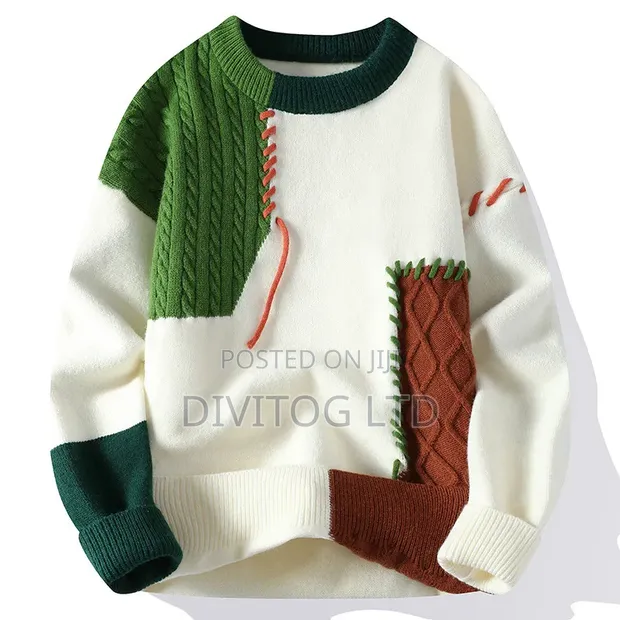 Unisex Patchwork Cable Knit Cardigan - 1