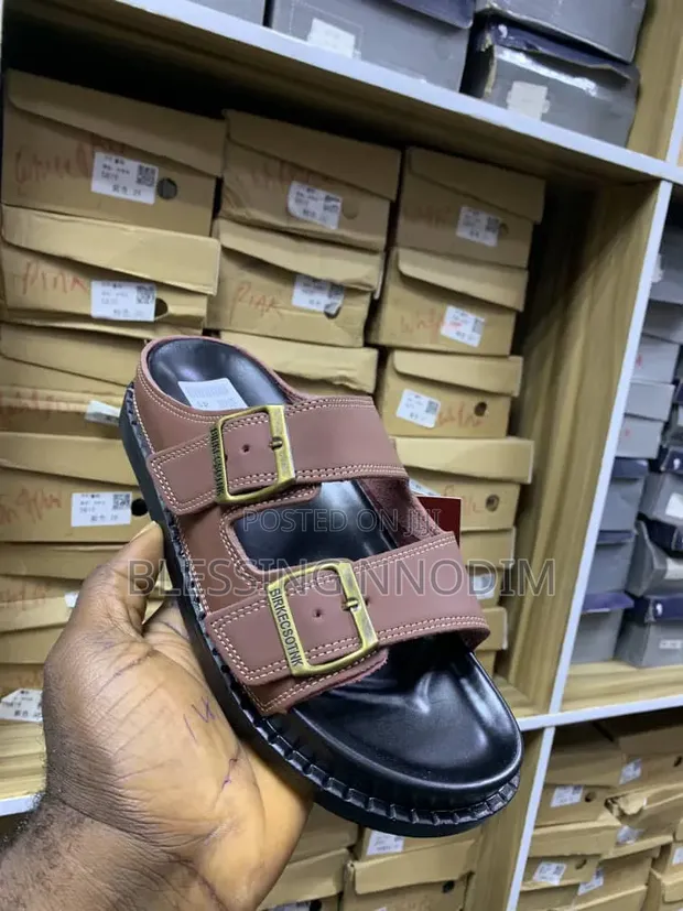La Slides - Men's Burgundy Leather - 1