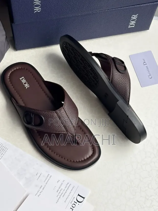 Italian Dior Slippers - Brown Leather - 1