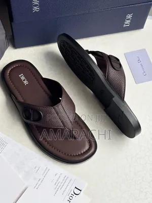 Italian Dior Slippers - Brown Leather