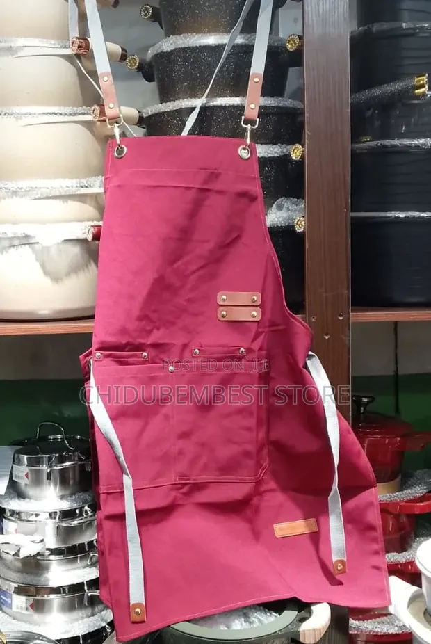 Wine Red Apron with Adjustable Straps - 1