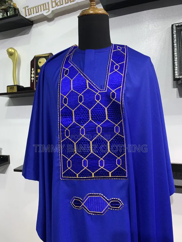 Royal Blue Men's Agbada - 7 Star Italian Wool - 1
