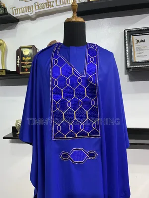 Royal Blue Men's Agbada - 7 Star Italian Wool