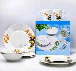 MAXIMUS 10-Piece Ceramic Dinner Set - Floral Leaf Design