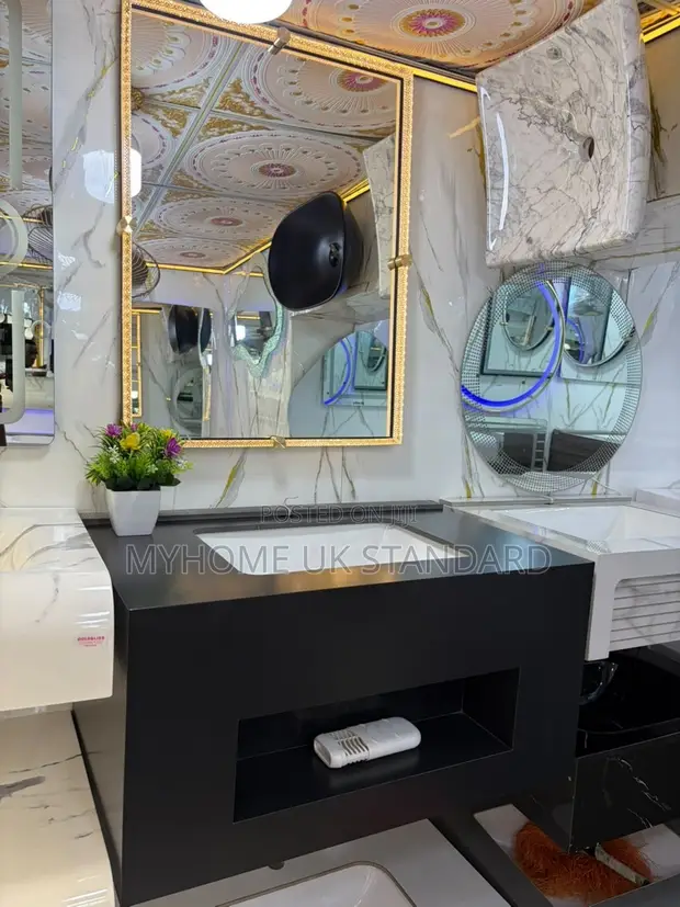 Modern Black Bathroom Vanity Cabinet - 1