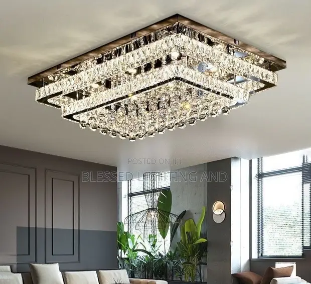 800x600mm LED Square Crystal Ceiling Light for Living Room - 1
