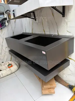 Modern Matt Black Wall-Mounted Double Sink Vanity