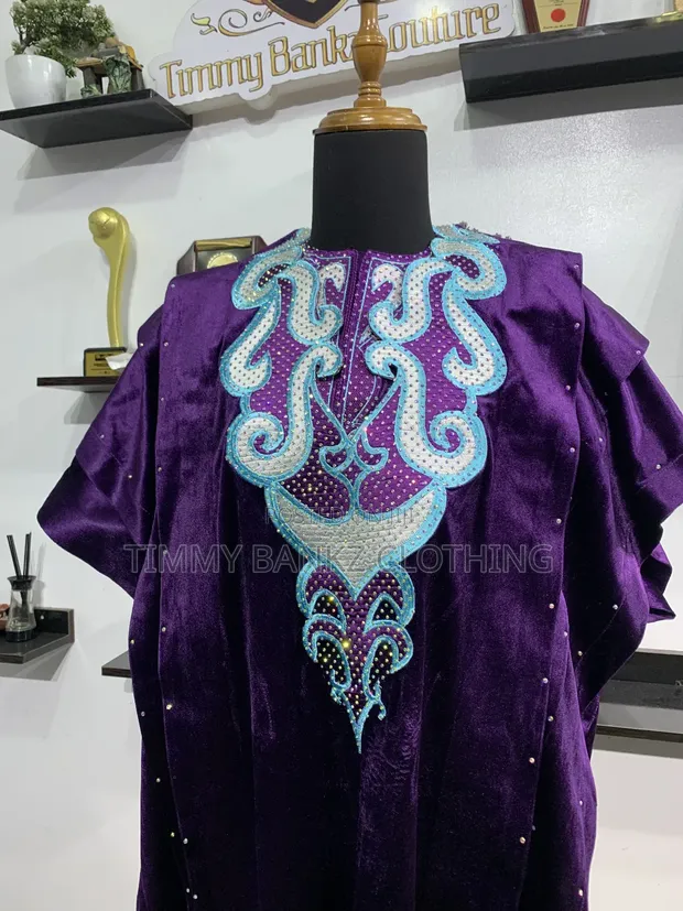 Purple Velvet Men's Luxury Agbada - 1