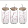 500ML Glass Tumbler Cup with Bamboo Lid & Straw (Set of 3) - 1