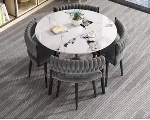 KYC Luxury 4-Seater Circular Dining Table - Marble Top