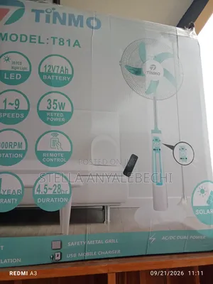 AC/DC Solar Rechargeable Fan with Remote & Adapter (18-inch)